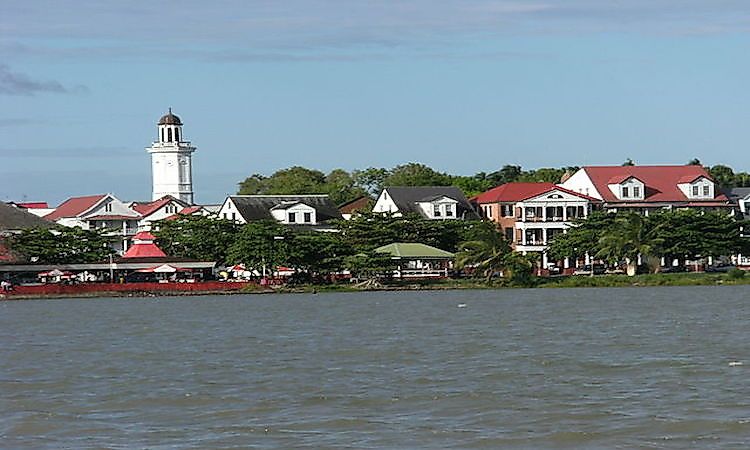 A view of a section of Paramaribo on the banks of the Suriname River