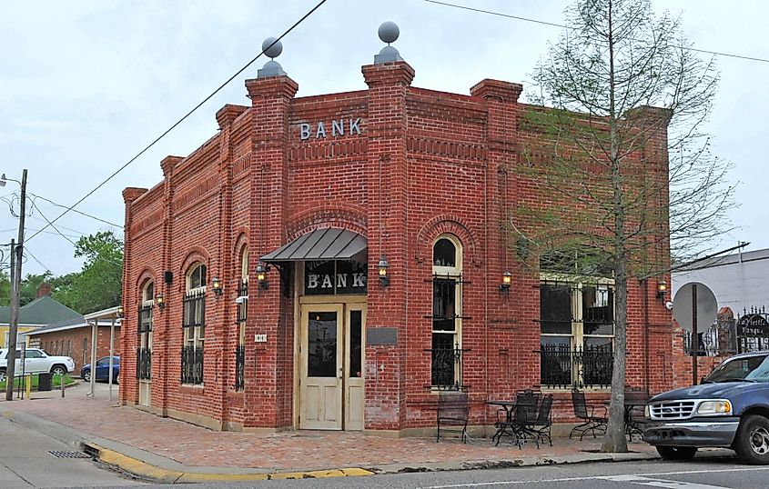 A historical bank building in Ville Platte, Louisiana.