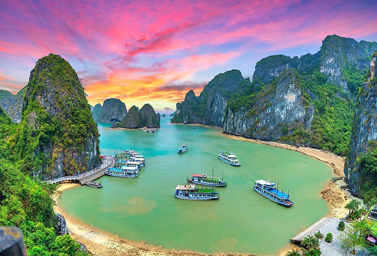Overlooking Ha Long Bay, Vietnam, a bioluminescent lake.