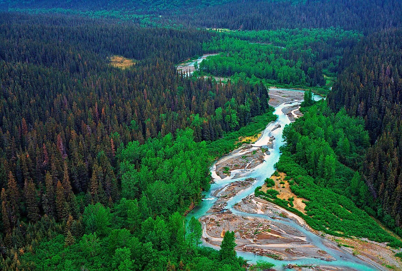 Aerial view of Cook Inlet at Lake Clark National Park.