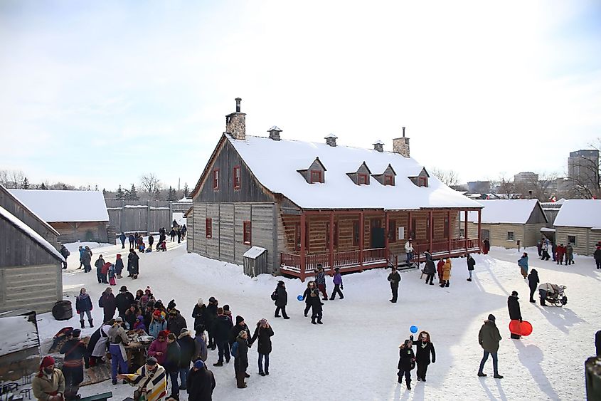 A sunny and beautiful day at Festival du Voyageur in Winnipeg, Canada.