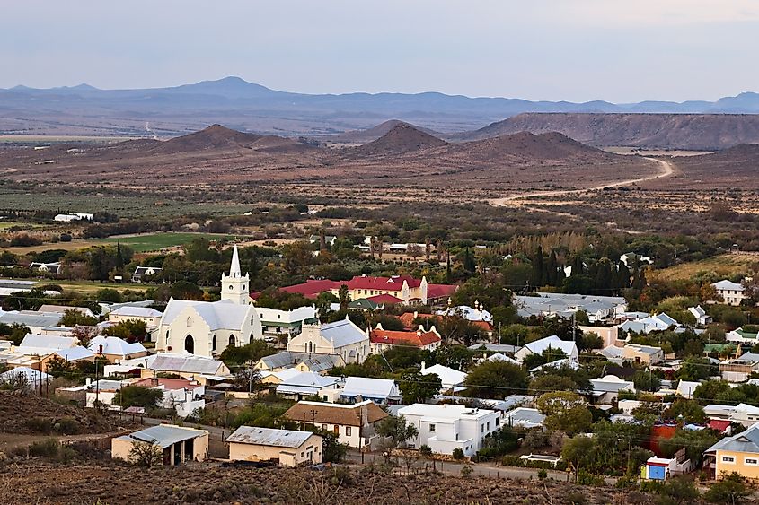 Aerial view of Prince Albert, South Africa.