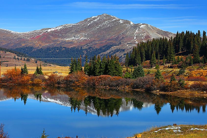Scenic landscape near Leadville Colorado in Autumn.