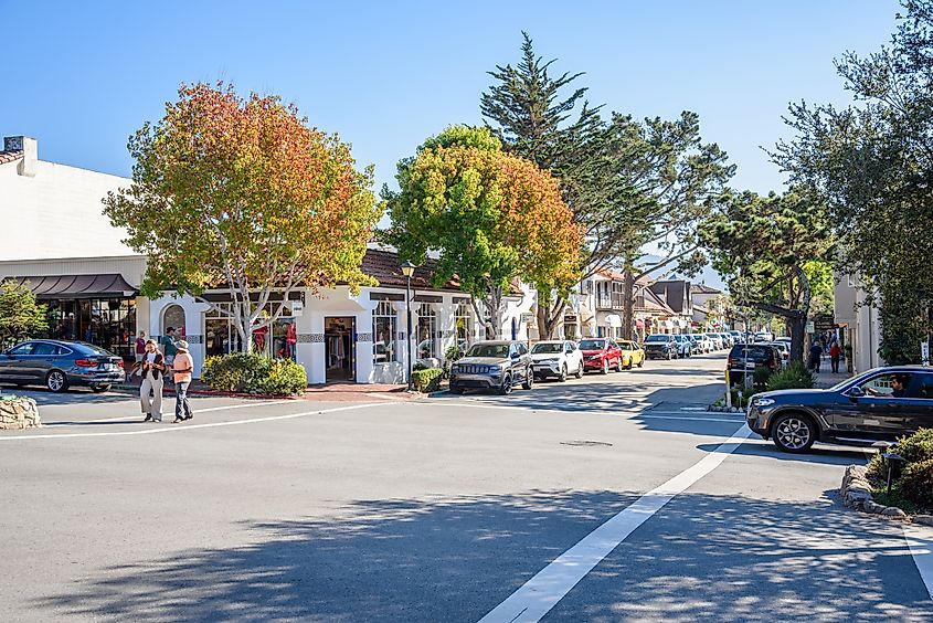 View of Ocean Avenue in Carmel-by-the-Sea, California