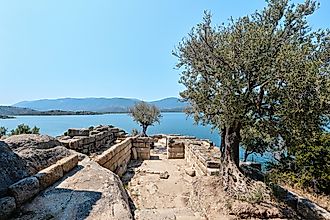 The ruins of ancient city of Herakleia Latmos in Bafa, Turkey