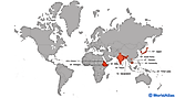 Map showing the world's 10 thinnest nations.