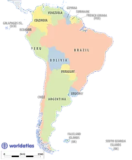 Political Map of South America 