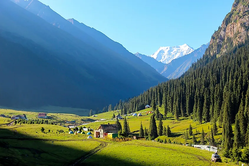 A remote village in the mountains of Kyrgyzstan.
