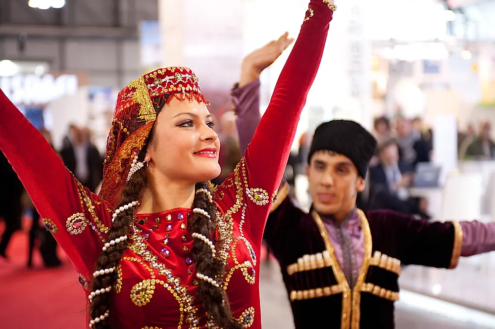 Azerbaijani folk dancers. Editorial credit: pcruciatti / Shutterstock.com.