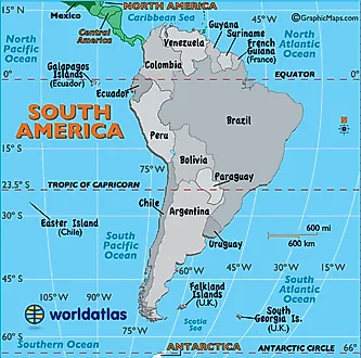 Map of South America  Labeled